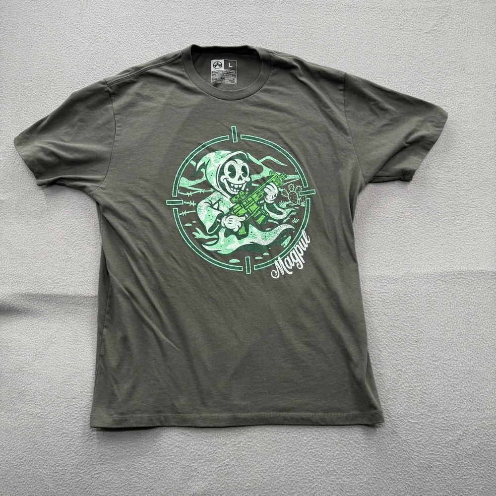 Magpul Shirt Mens Large Green Grim Reaper Rifle Graphic Tee Cotton Poly Tagless